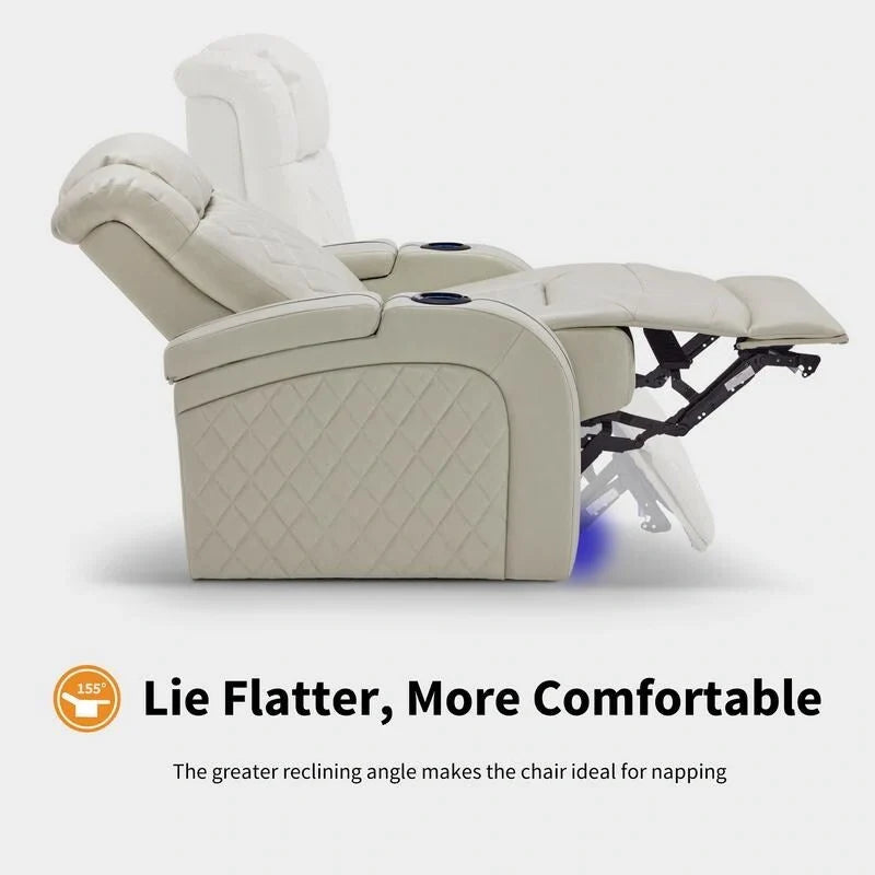 MCombo Power Recliner Chair with Adjustable Headrest, Dual Motor Home Theater Seating with USB Port, Breathable Leather HTS411