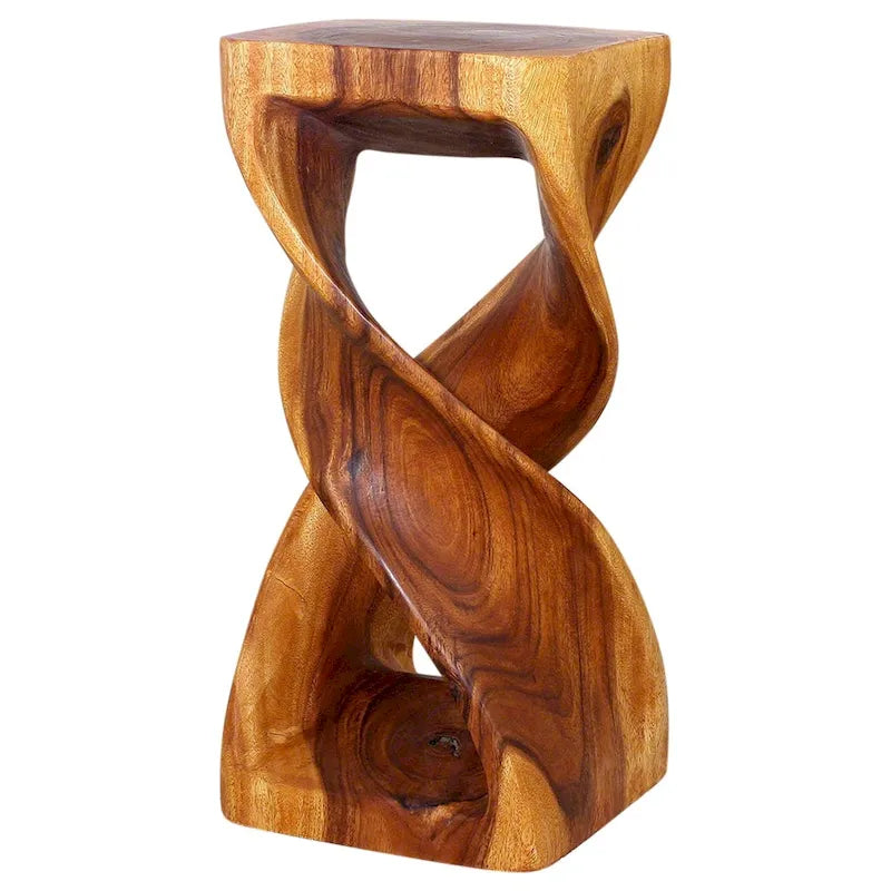 Table-tabouret double torsion en bois Haussmann 12 po L x 26 po H chêne huilé – 12 x 12 x 26