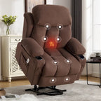 Grey Power Lift Recliner with Heated Massage, USB Charging, Remote Control, and Convenient Side Pockets for Seniors