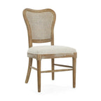 Farmhouse-style rubberwood dining chairs with rattan backrests (two chairs per set).