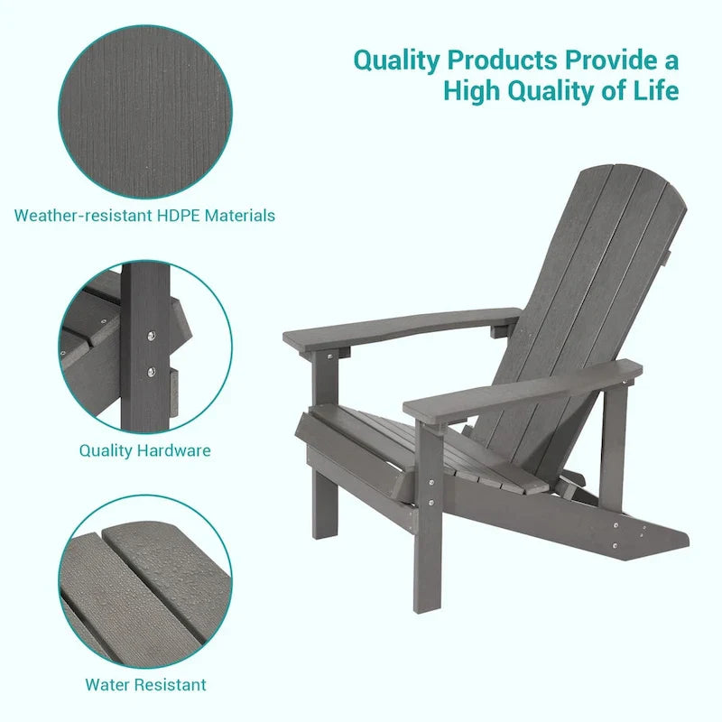 Bonosuki Weather-resistant Wood Outdoor Adirondack Chairs-Set of 4