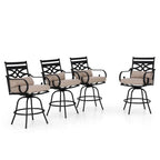Outdoor Swivel Metal Cushioned Bar Height Patio Chairs Set of 4