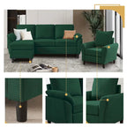 Canapé d'angle 3 places avec fauteuil et pouf pour salon