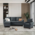 Canapé d'angle 3 places avec fauteuil et pouf pour salon