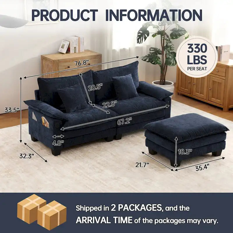 Ensembles de meubles de salon, Canapé modulaire sectionnel avec pouf pour salon, Canapé-lit convertible