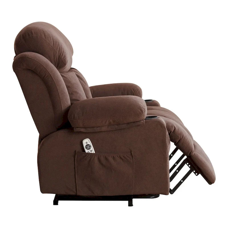 Grey Power Lift Recliner with Heated Massage, USB Charging, Remote Control, and Convenient Side Pockets for Seniors