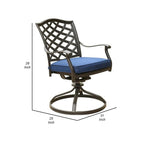 Wynn 25 Inch Modern Patio Dining Swivel Chair with Cushion, Set of 2, Blue