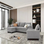 Canapé d'angle 3 places avec fauteuil et pouf pour salon