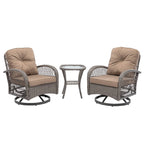 3 Pieces Outdoor Swivel Rocker Patio Chairs, 360 Degree Rocking Patio Conversation Set