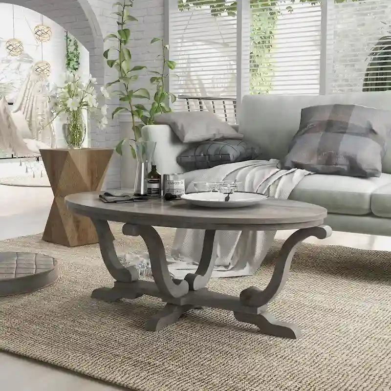 Table basse DH BASIC Farmhouse Vintage grise de 48 pouces par Denhour