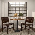 Leather Handmade Woven Dining Chair with Teak Wood Frame - Set of 2 Brown, White or Black- Roche River Decor