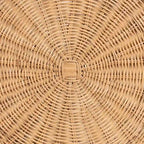Avalon Scallop Natural Rattan Side Table - Handwoven Wicker Table with Skirted Base, Coastal Style for Living Room or Hallway