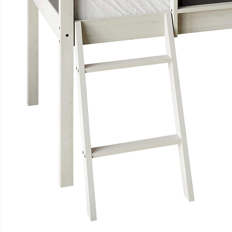 CraftPorch Classic Twin Low Loft Bed with Chalkboard, Slide and Ladder