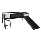 CraftPorch Classic Twin Low Loft Bed with Chalkboard, Slide and Ladder