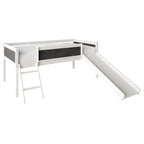 CraftPorch Classic Twin Low Loft Bed with Chalkboard, Slide and Ladder