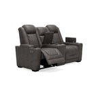 Signature Design by Ashley HyllMont Gray Power Reclining Loveseat with Console - 71.75  W x 39  D x 44  H