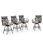Outdoor Swivel Metal Cushioned Bar Height Patio Chairs Set of 4
