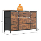 Bedroom Dresser with 10 Large Drawers for 55 Long TV Stand - 55 inches