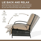Adjustable Recliner Lounge Chair Patio Lounge Sofa with Cushion - 38 (D) x 26.5 (W) x 38.5 (H) INCH