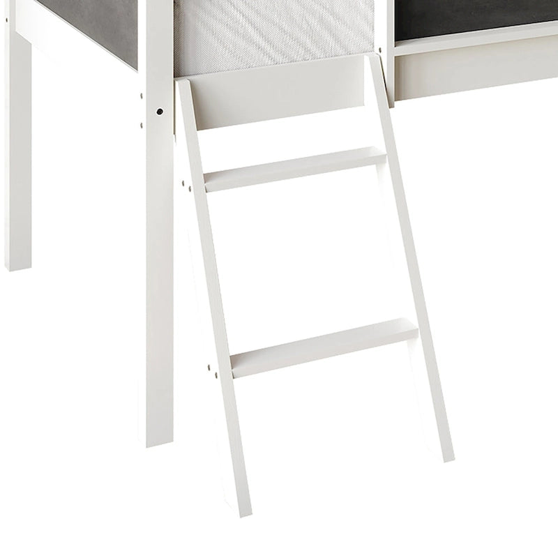 CraftPorch Classic Twin Low Loft Bed with Chalkboard, Slide and Ladder