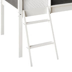 CraftPorch Classic Twin Low Loft Bed with Chalkboard, Slide and Ladder