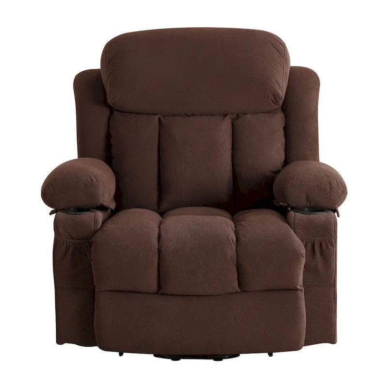 Grey Power Lift Recliner with Heated Massage, USB Charging, Remote Control, and Convenient Side Pockets for Seniors