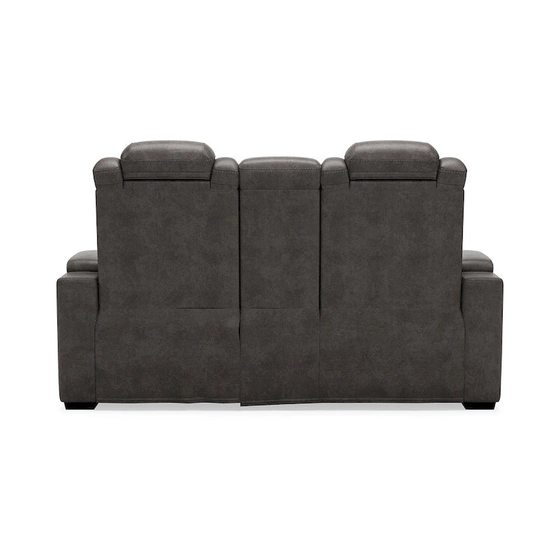 Signature Design by Ashley HyllMont Gray Power Reclining Loveseat with Console - 71.75  W x 39  D x 44  H
