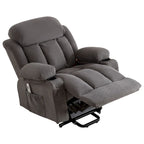 Grey Power Lift Recliner with Heated Massage, USB Charging, Remote Control, and Convenient Side Pockets for Seniors