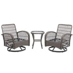3 Pieces Outdoor Swivel Rocker Patio Chairs, 360 Degree Rocking Patio Conversation Set