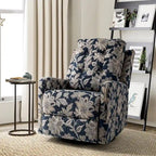 Arlette Contemporary Floral Manual Swivel Recliner with Tufted Back
