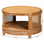 bali & pari Louis Modern Bohemian Natural Brown Rattan Coffee Table